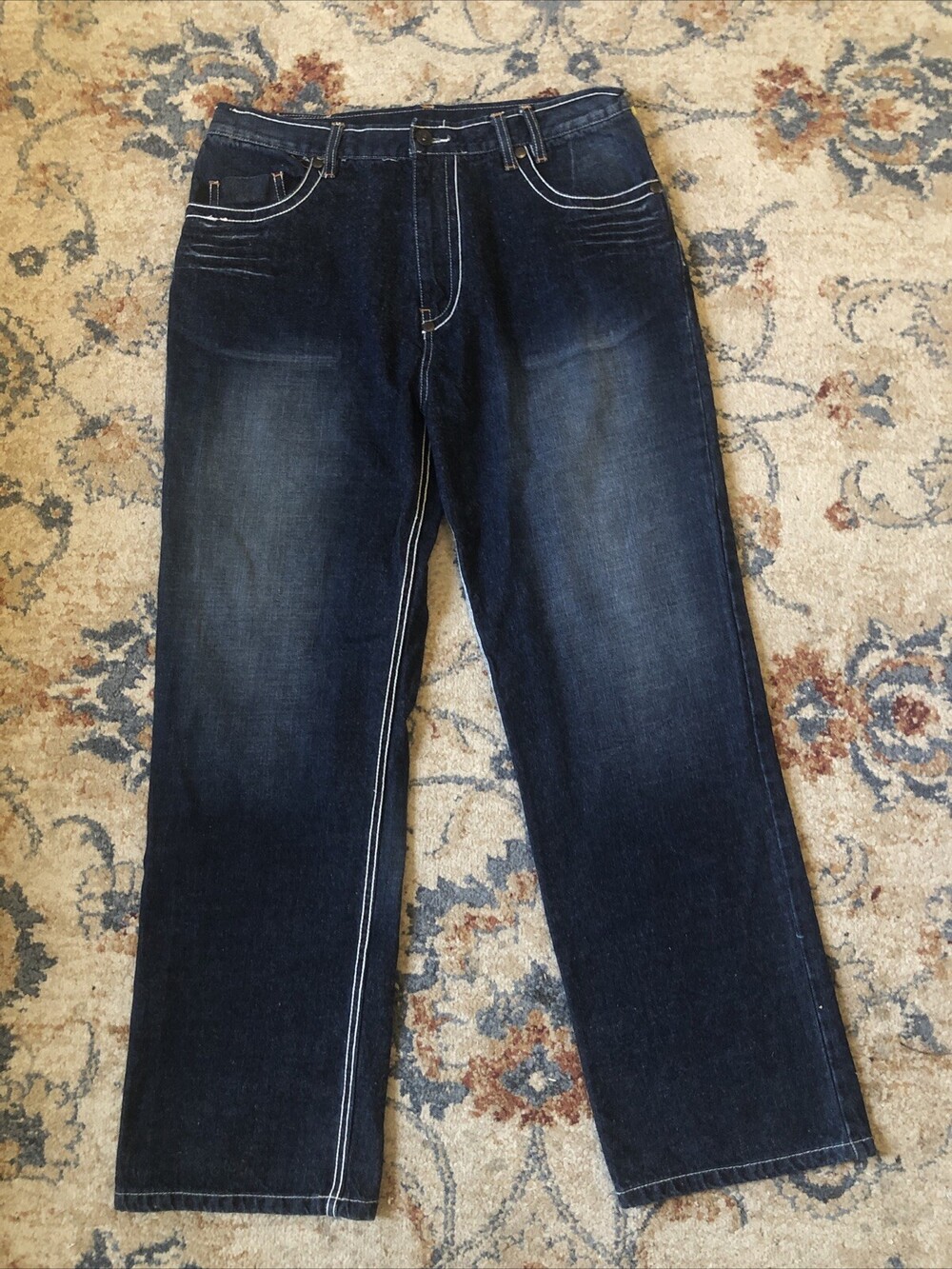 Mens Vintage Johnny Blaze Jeans Baggy Y2K Hip Hop Print Size 36x31